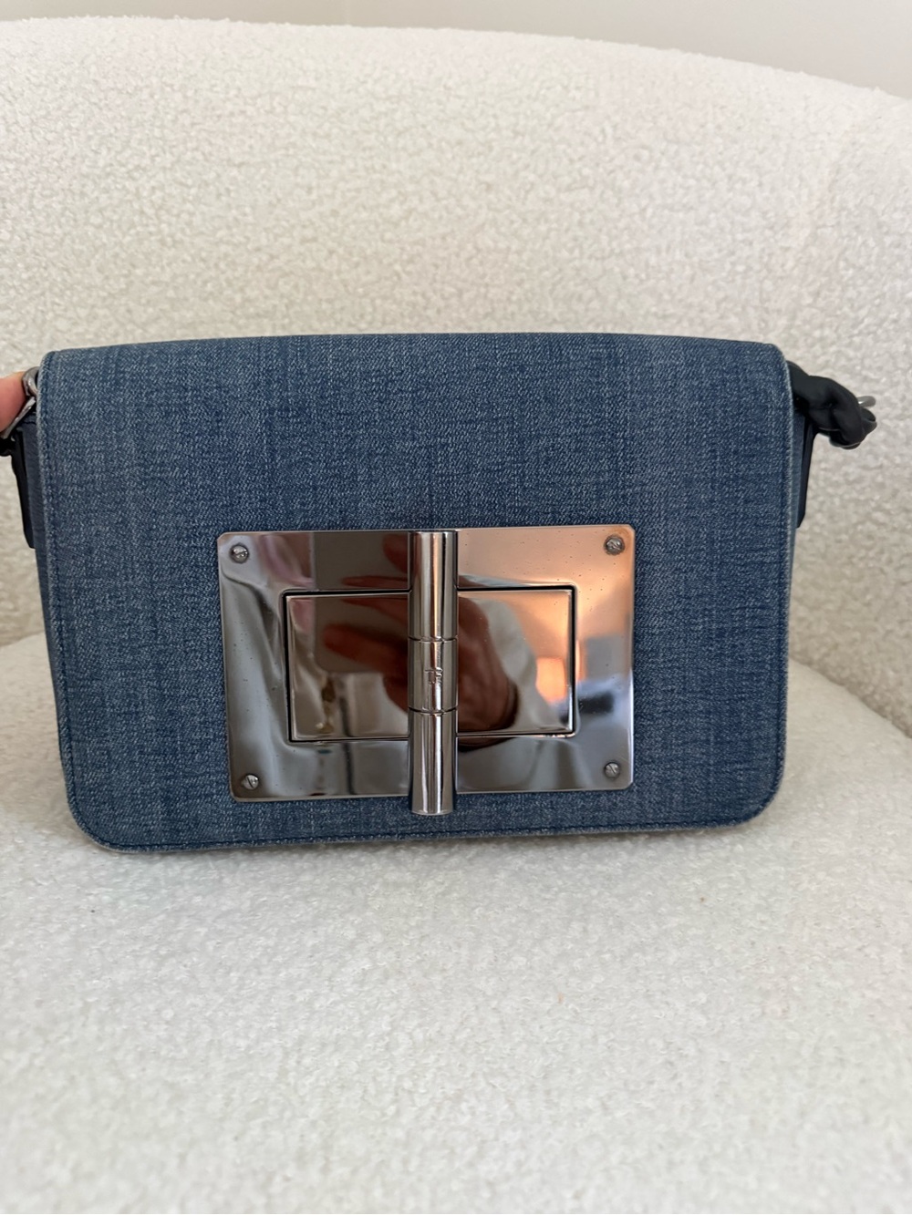 Tom Ford Denim Shoulder Bag with Gunmetal Hardware - Picture 3 of 4